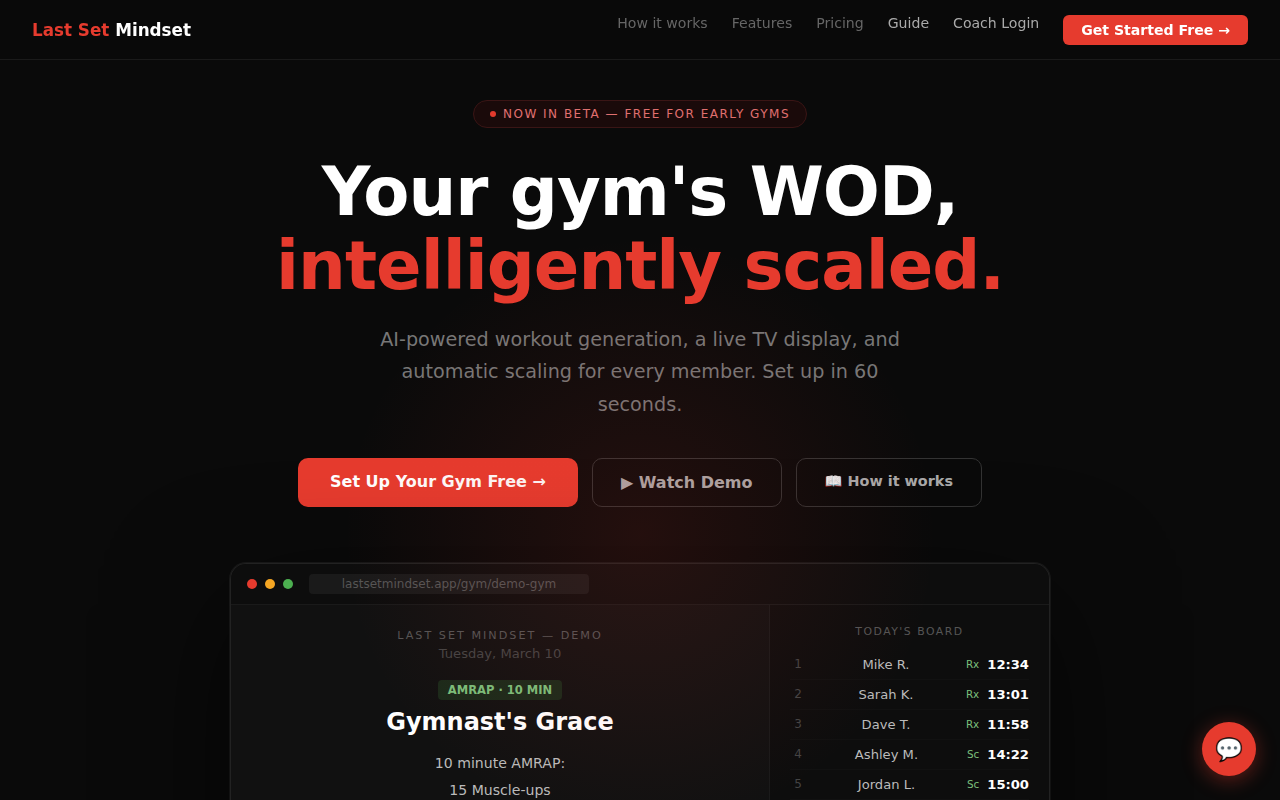 Last Set Mindset landing page